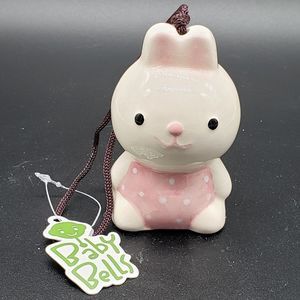Green Earth Baby Bells Decorative Porcelain White Bunny Hanging Bell Figurine